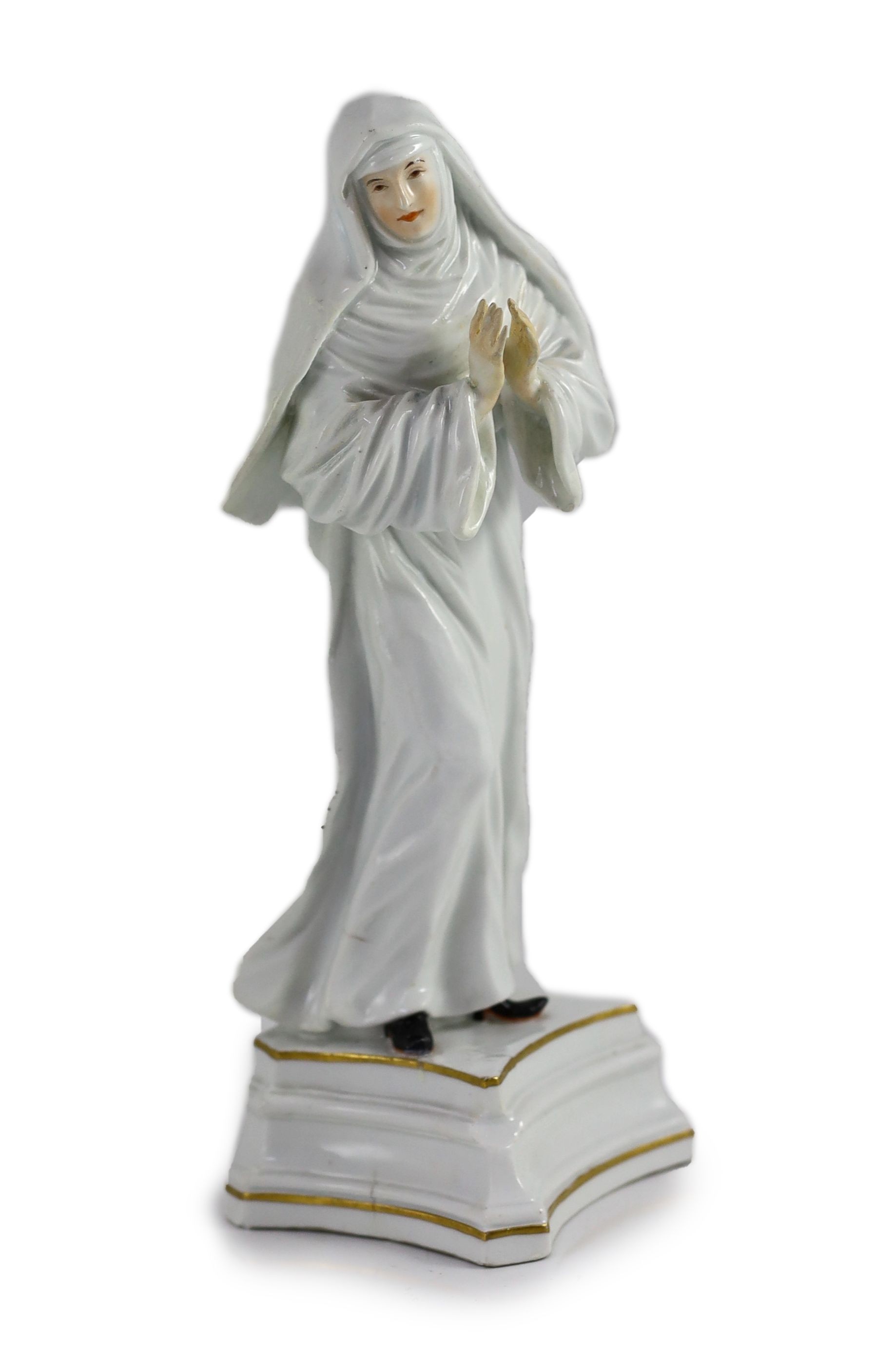 A Meissen figure of a Benedictine nun, c.1741, 24.5cm high, some restoration